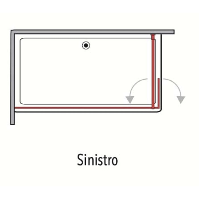 Schizzo di una doccia walk-in t.b.t., versione sinistra.