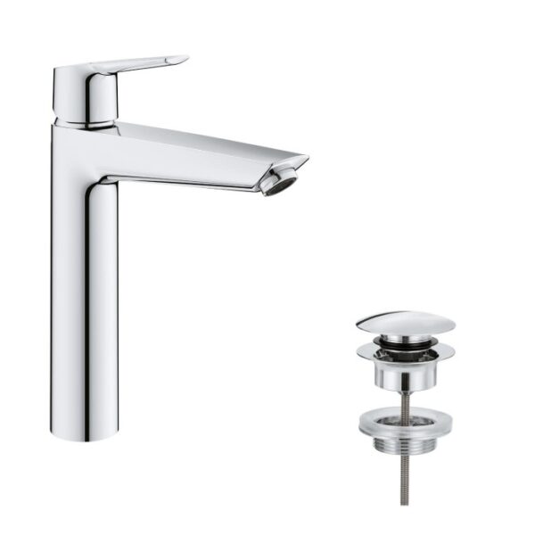 Miscelatore monocomando per lavabo Grohe QuickFix Start XL con scarico a saltarello, cromato.
