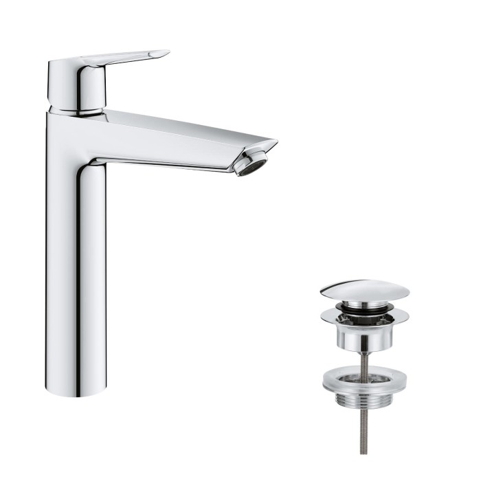 Miscelatore monocomando per lavabo Grohe QuickFix Start XL con scarico a saltarello, cromato.