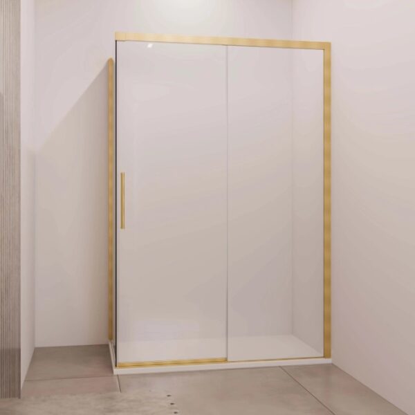 Porta scorrevole doccia Lux dx fisso est. 117-120 cm oro trasparente