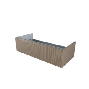 t.b.t. Mobile bagno sospeso beige con frontale a righe.