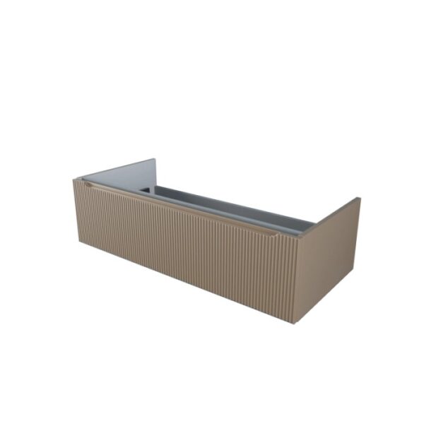 t.b.t. Mobile bagno sospeso beige con frontale a righe.