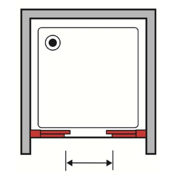 Schizzo di un box doccia. Rappresentazione schematica di una doccia t.b.t.