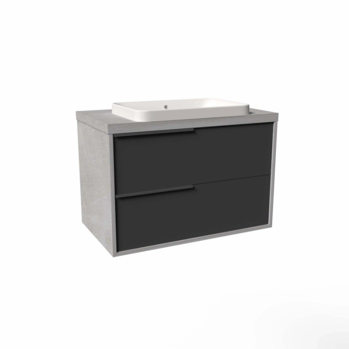 Mobile bagno base lavabo sospeso Kora 81x65x46 cm grigio spat grafite opaco