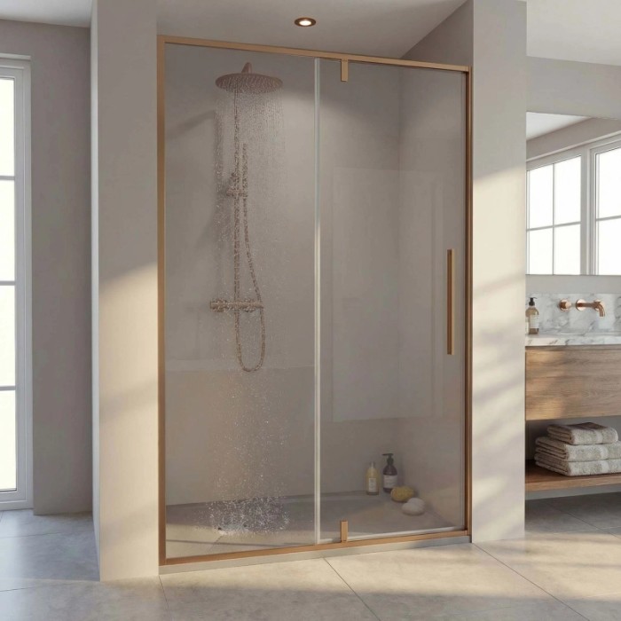 Porta doccia Pivot Slim 138-140x200 cm oro rosa