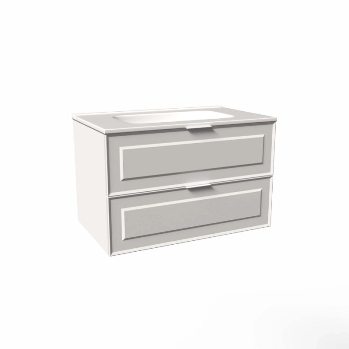 Mobile bagno base lavabo sospesa bugnata H51xL81xP46 cm Bianco lucido