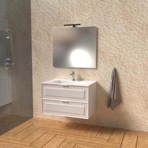 Mobile bagno base lavabo sospesa bugnata H51xL81xP46 cm Bianco lucido