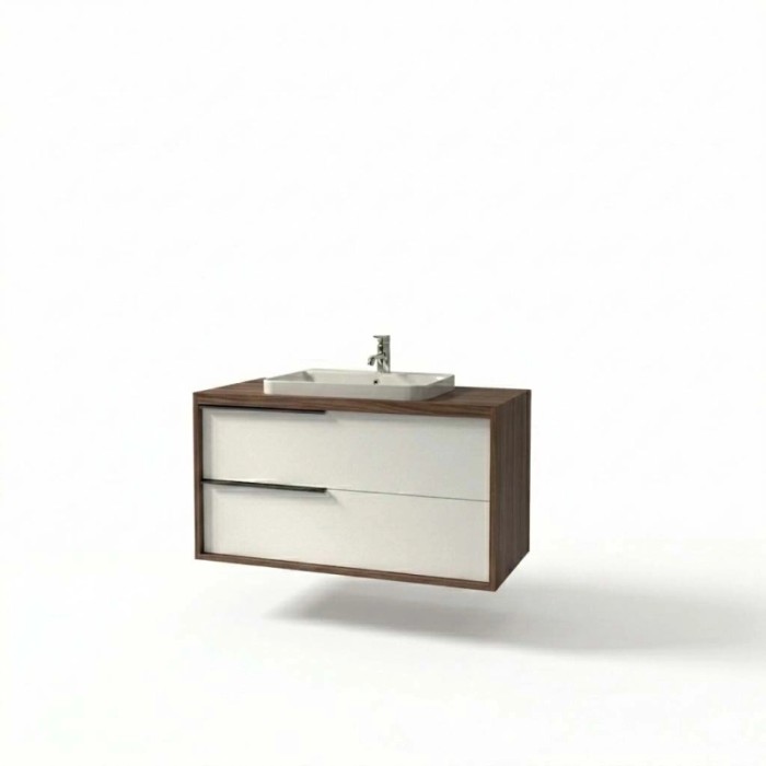 Mobile bagno base lavabo sospesa Kora H65xL101xP46 cm Noce e bianco Opale