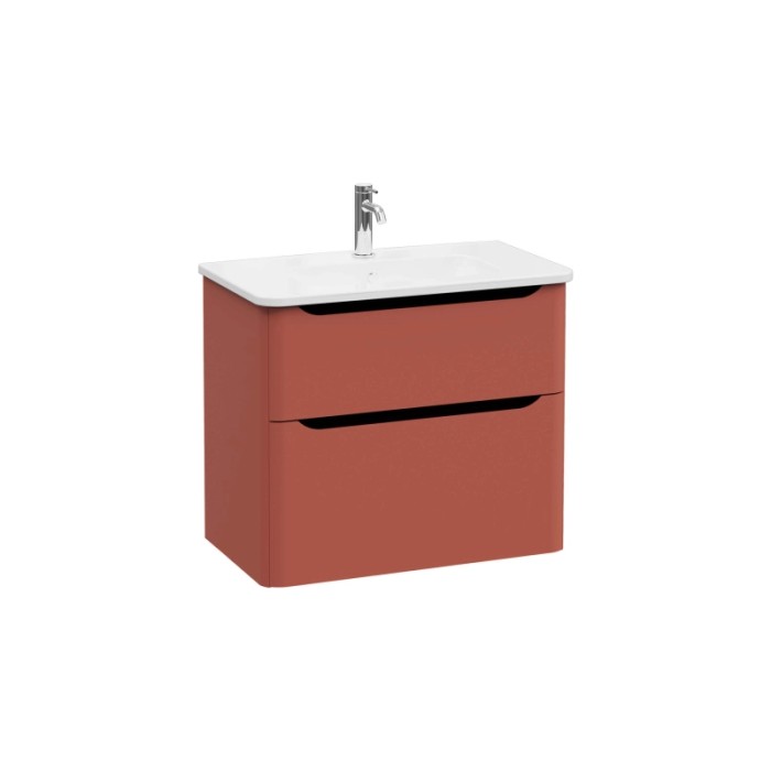 Mobile bagno base lavabo sospesa 2 cassetti Integra Round 80 cm matt terracotta