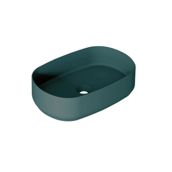 Lavabo singolo t.b.t. in verde scuro, forma ovale.