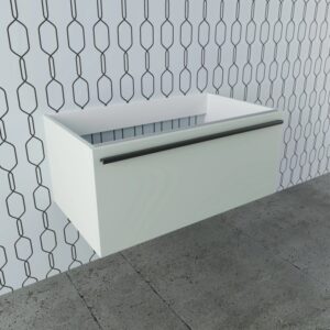 Mobile bagno sospeso t.b.t., frontale bianco con maniglia a gola.