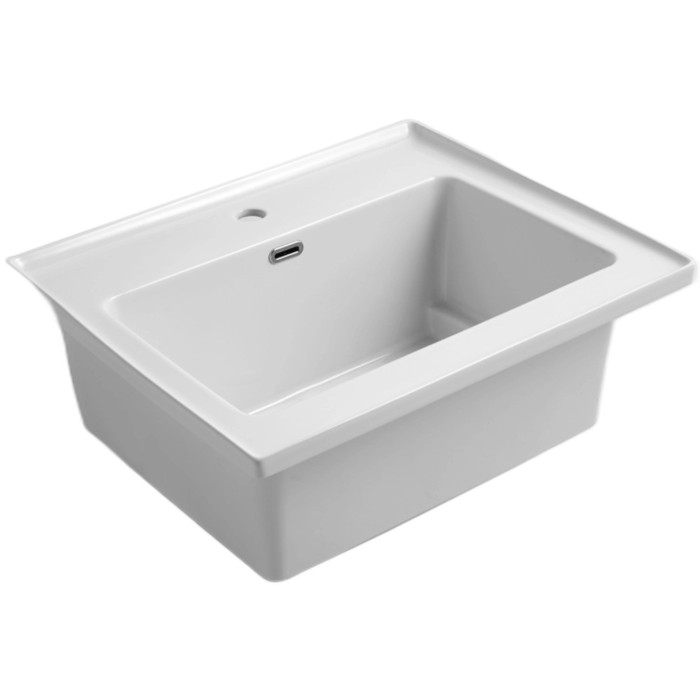 Lavabo singolo t.b.t. in ceramica bianca, vista dall'alto.