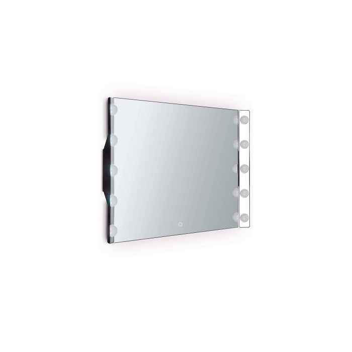 Specchio da parete rettangolare con illuminazione LED laterale per bagni.