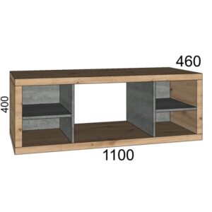 Elemento moderno per mobili da bagno in legno e effetto cemento con scomparti aperti. Ideale per il tuo bagno.