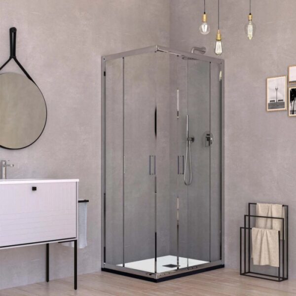 Box doccia angolare con due porte scorrevoli 700x900 mm