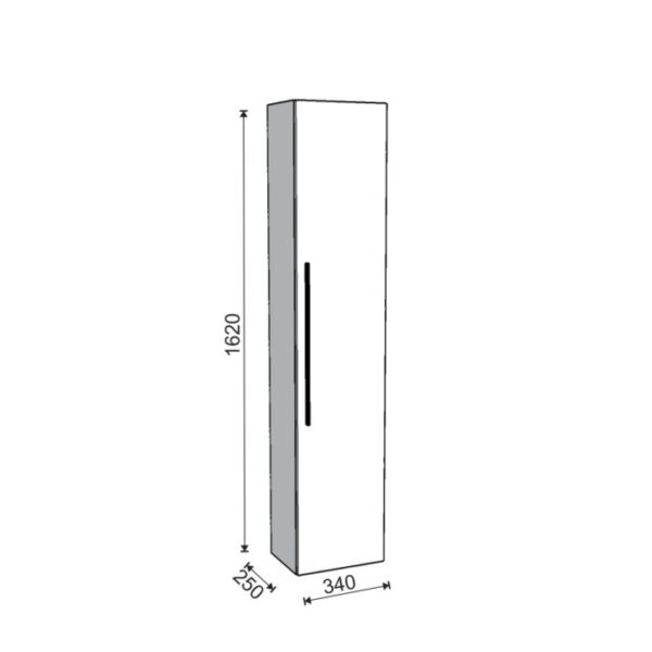 Disegno tecnico: mobile bagno t.b.t. colonna con dimensioni.