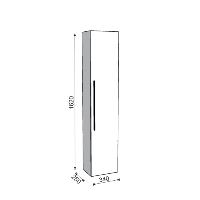 Disegno tecnico: mobile bagno t.b.t. colonna con dimensioni.