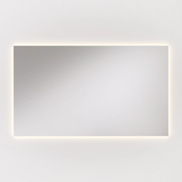 Specchio da parete rettangolare con illuminazione LED per bagno o corridoio.