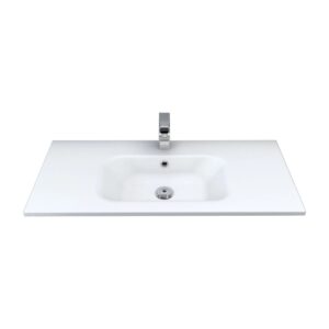 Lavabo singolo t.b.t. bianco con rubinetto per il bagno.