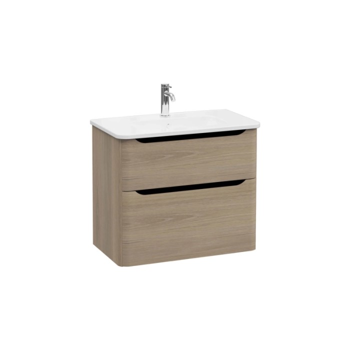 Mobile bagno base lavabo sospesa 2 cassetti Integra Round 80 cm golden oak