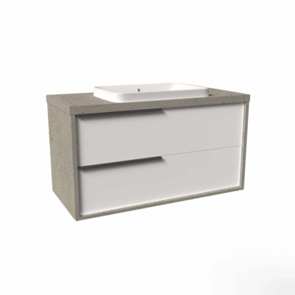 Mobile bagno base lavabo sospesa Kora H65xL101xP46 cm Pietra bianco lucido