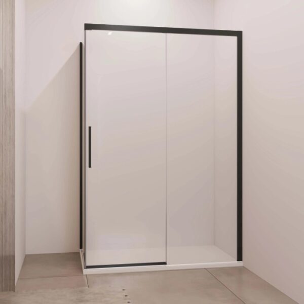 Porta scorrevole doccia Lux dx fisso est. 97-100 cm nero trasparente