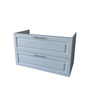 Mobile bagno sospeso bianco con due cassetti.
