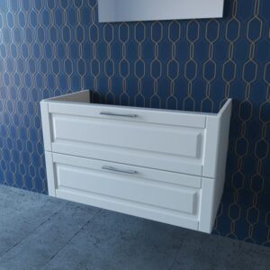 Mobile bagno t.b.t. bianco con due cassetti per arredamento bagno.