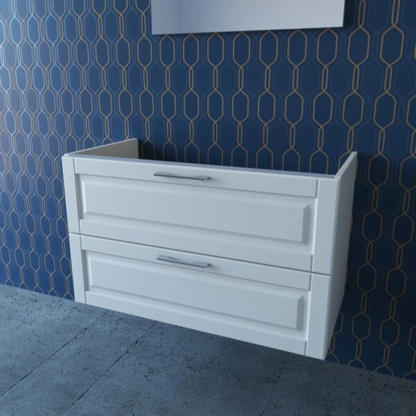 Mobile bagno t.b.t. bianco con due cassetti per arredamento bagno.