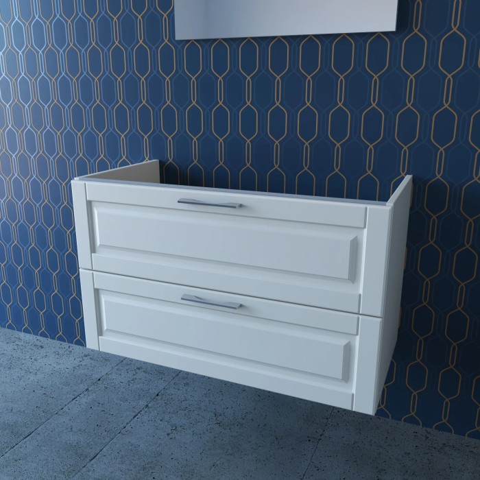 Mobile bagno t.b.t. bianco con due cassetti per arredamento bagno.