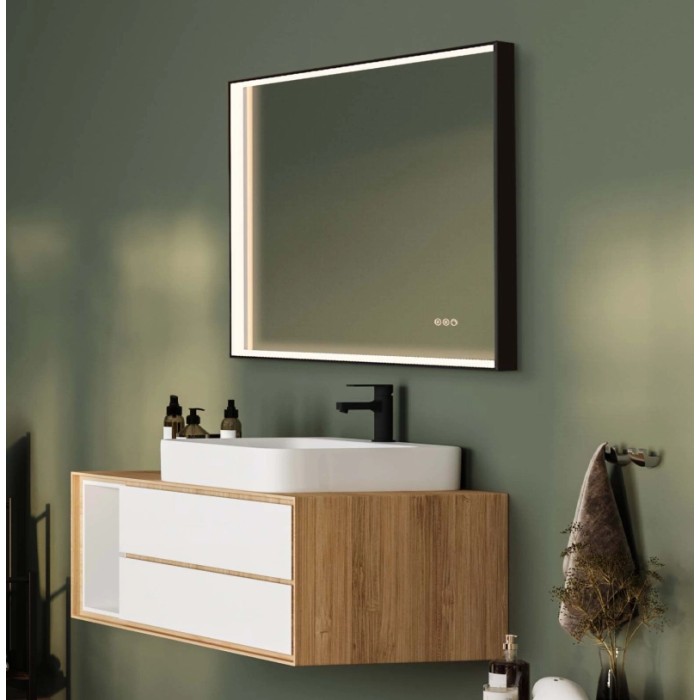 Specchiera LED S4 Square 100x80 cm nero