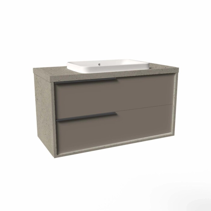 Mobile bagno base lavabo sospeso Kora 81x65x46 cm pietra tortora opaco