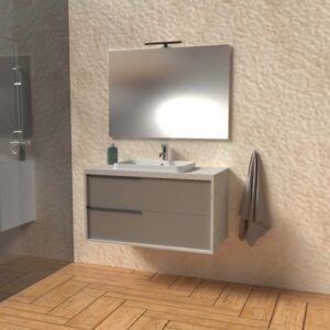 Mobile bagno base lavabo sospeso Kora 81x65x46 cm pietra tortora opaco