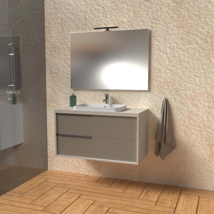 Mobile bagno base lavabo sospeso Kora 81x65x46 cm pietra tortora opaco