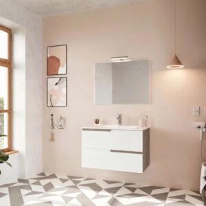 Mobile bagno Porto con lavabo e specchiera noce