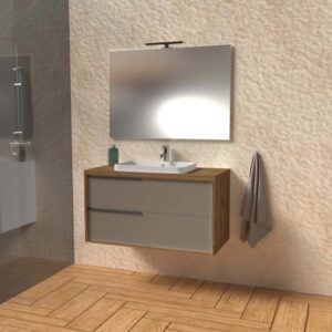Mobile bagno base lavabo sospeso Kora 81x65x46 cm noce tortora opaco
