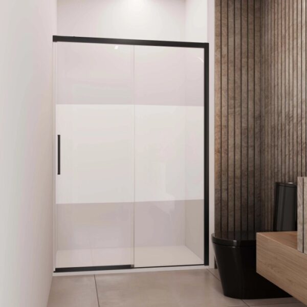 Porta scorrevole dx doccia Lux 97/100 cm nero opaco