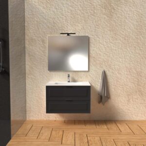 Mobile bagno base lavabo sospesa bugnata H51xL81xP46 cm Grafite Opale