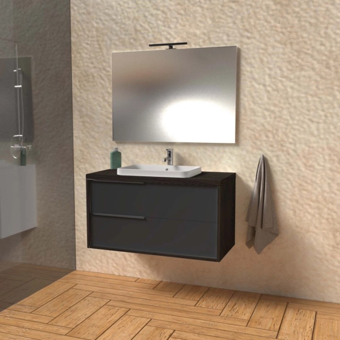 Mobile bagno base lavabo sospesa Kora H65xL101xP46 cm Olmo Caffè Grafite
