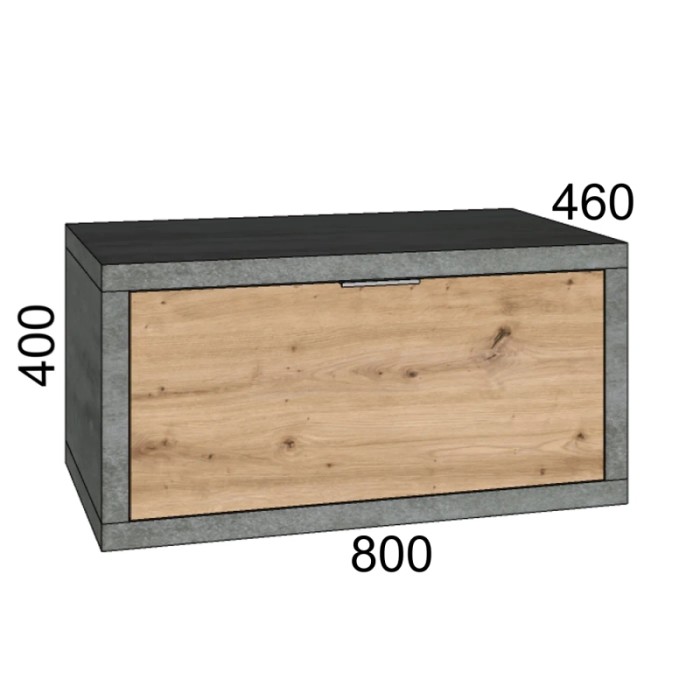 t.b.t. Mobile bagno sospeso con frontale in legno e cornice grigia. Arredo bagno.
