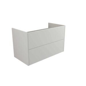 Mobile bagno sospeso grigio con due cassetti.