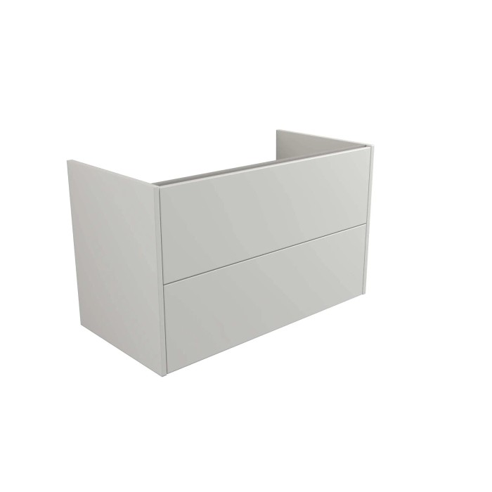 Mobile bagno sospeso grigio con due cassetti.