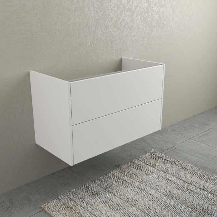 Mobile bagno sospeso t.b.t. bianco con due cassetti, parte della serie arredo bagno.