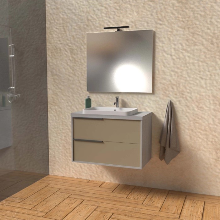 Mobile bagno base lavabo sospeso Kora 81x65x46 cm grigio spat tortora opaco