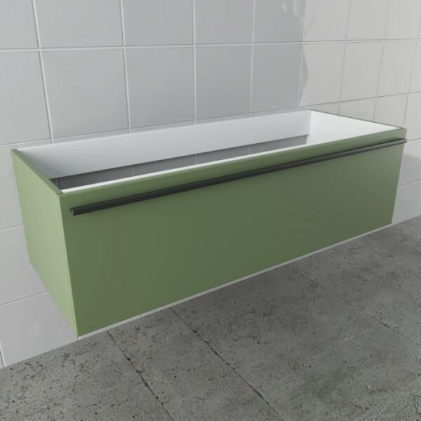 Mobile bagno sospeso verde, parte della categoria arredo bagno.
