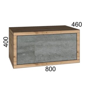 t.b.t. Mobile bagno sospeso, effetto legno con frontale grigio.