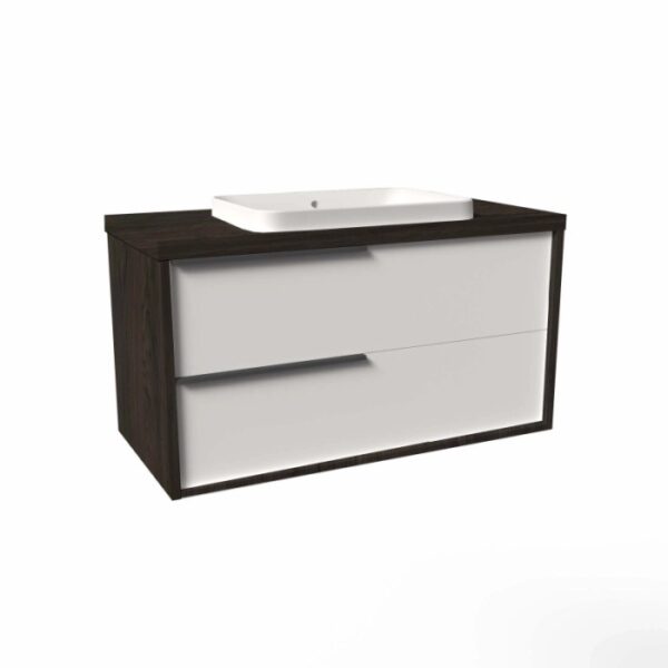 Mobile bagno base lavabo sospesa Kora H65xL101xP46 cm Olmo Caffè bianco Opale