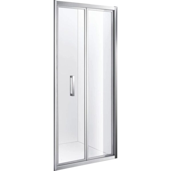 Box doccia t.b.t. con porta scorrevole e telaio argento.
