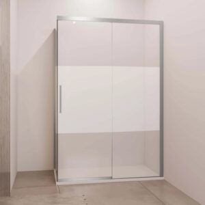 Porta scorrevole doccia Lux sx fisso est. 117-120 cm argento banda satinata