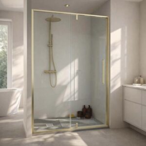 Porta doccia Pivot Slim 138-140x200 cm oro spazzolato